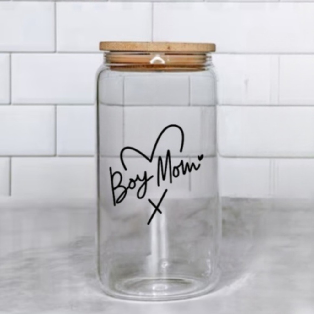 Boy Mom Glass Cup
